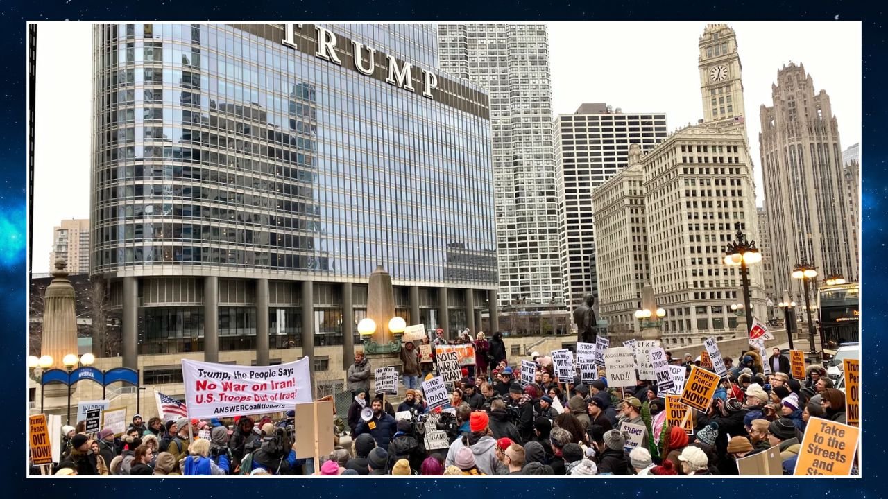 Chicago Protesters Rally Against Trump’s Strikes on Iran Amid Sweltering Heat