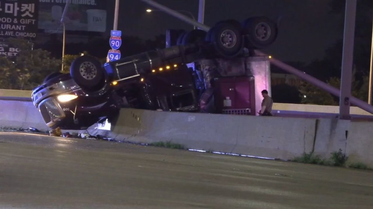 Semi-Truck Driver Killed In Rollover Crash On Kennedy Expressway, Causing Major Traffic Backup