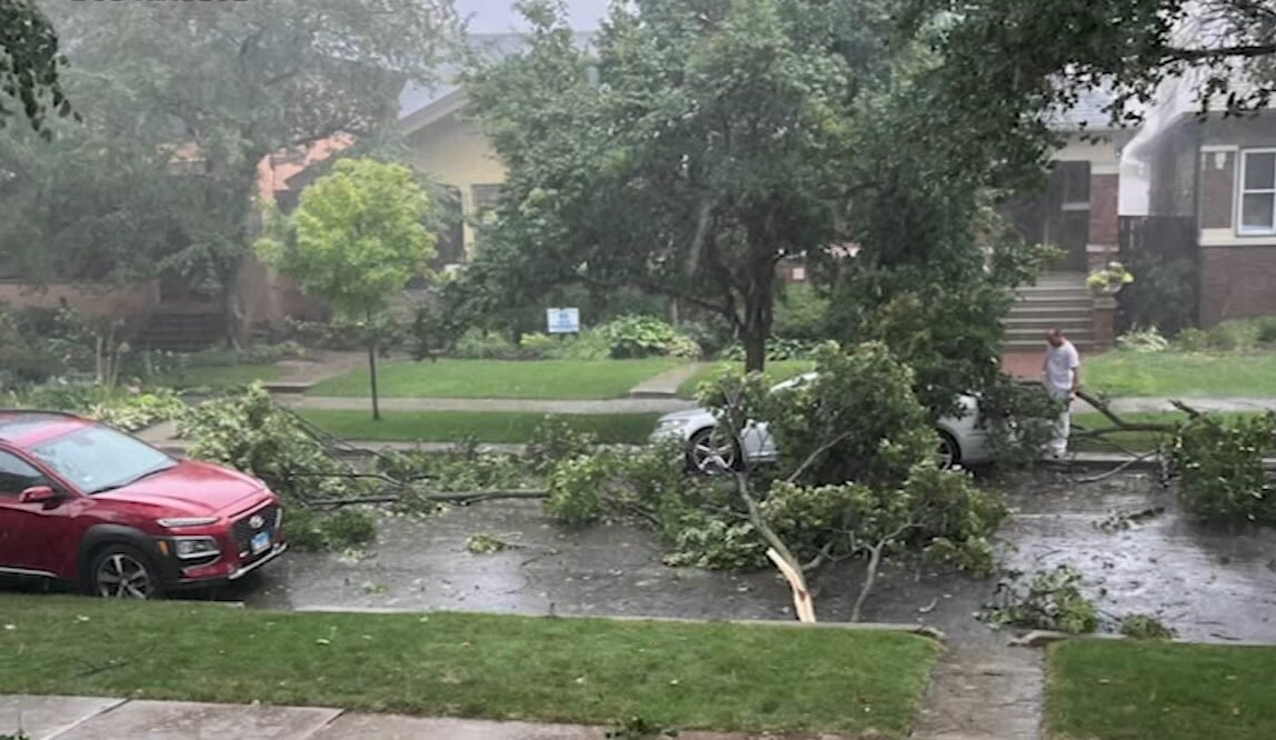 Fast-Moving Storms Slam Chicago: Fires, Tree Damage, and 50K Power Outages Reported